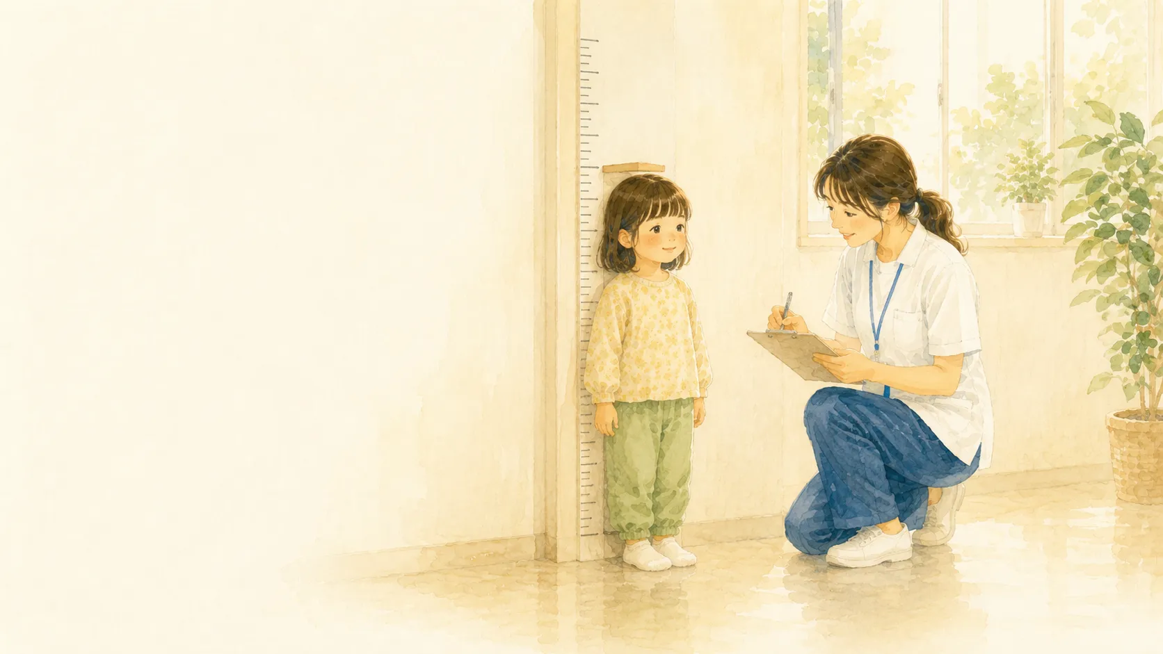 健診で子どもと優しく向き合う場面