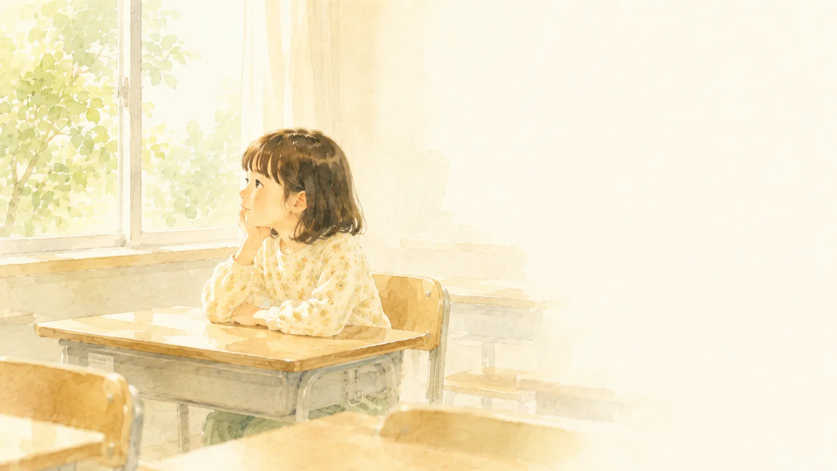 新しい校舎を見上げる小学生と親